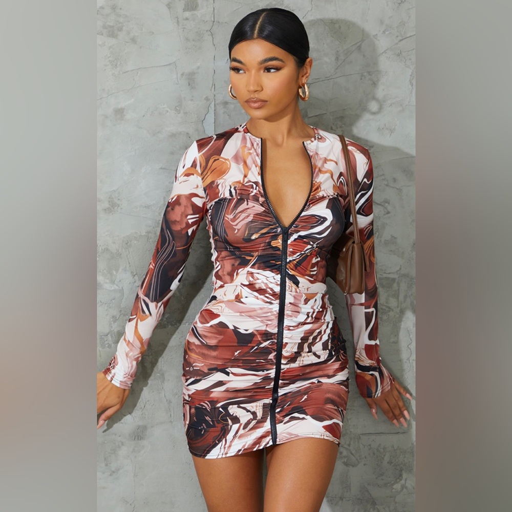 Pretty Little Thing marble bodycon dress